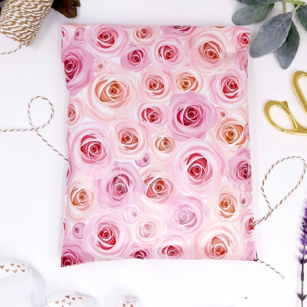 (25) Pink Roses 9x12 Polymailers